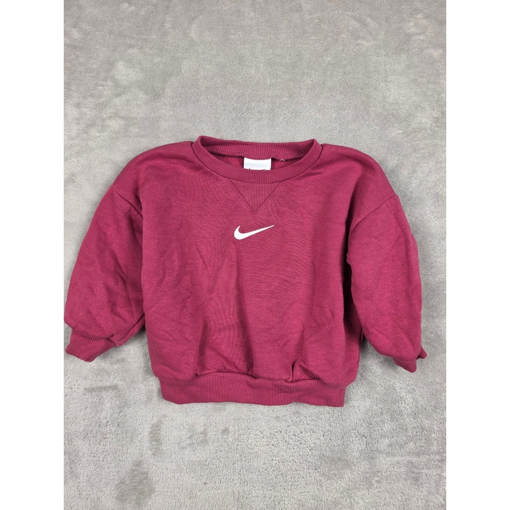 Nike Sweatshirt Kids 18M Pink Swoosh‎ Crewneck Long Sleeve Fleece Pullover